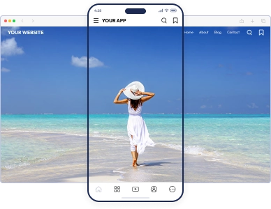 Illustration of WordPress website turning into a similar WordPress app.