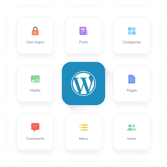 Illustration of AppMySite turning WordPress sites into apps without coding.