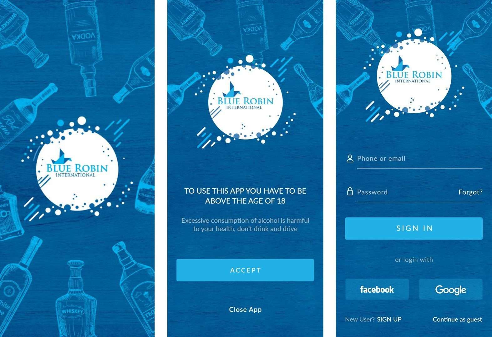 BRI Liquor App Designs