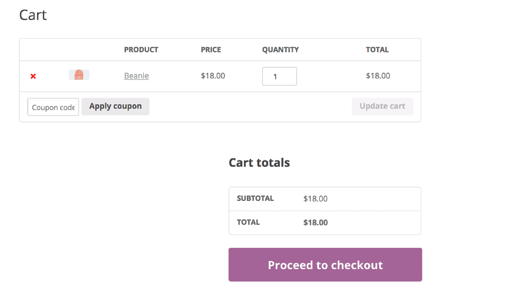 WooCommerce cart