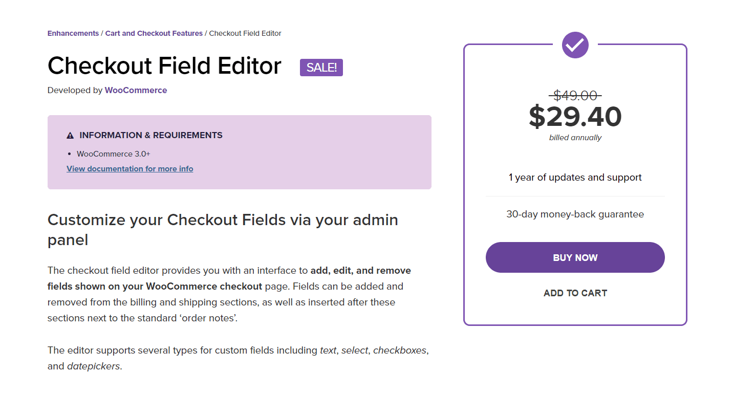 WooCommerce checkout field editor