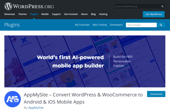 AppMySite wordpress plugin