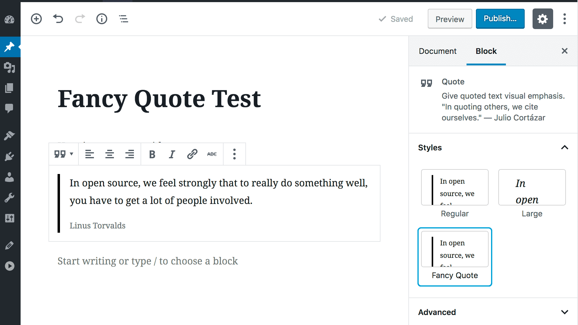 block editor